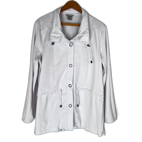 Multiples White Casual Rivet Button Front Drawstring Waist Jacket Size XL - Picture 1 of 8